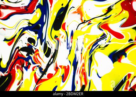 Abstrakte Malerei, Zeitgenössische gemalte Kunst Pice, bunte Flüssigkeit wirbelnde Farben von Acrylfarben. Abstrakt Creative Illustration Hintergrund Stockfoto