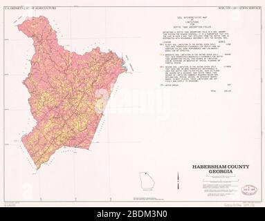 Habersham County, Georgia - Bodenkarte mit Einschränkungen für die Absorptionsfelder septischer Tanks Stockfoto