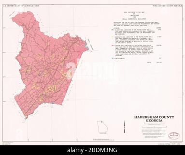 Habersham County, Georgia - Bodenkarte mit Einschränkungen für kleine Wirtschaftsgebäude Stockfoto