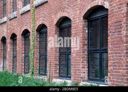 Lowell Mills Windows, Lowell National Historic Park, Massachusetts Stockfoto