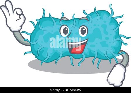 Bakterien prokaryote Maskottchen Design-Stil mit einem Okay Geste Finger Stock Vektor