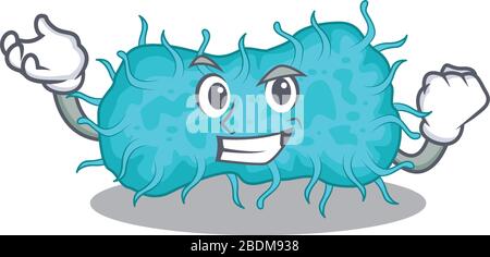 Ein schillerndes Bakterien Prokaryote Maskottchen Design Konzept mit glücklichen Gesicht Stock Vektor