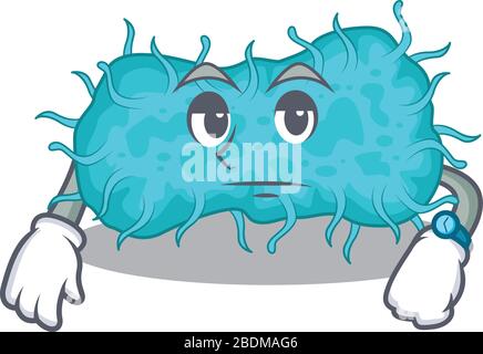 Maskottchen Design von Bakterien Prokaryote zeigt wartende Geste Stock Vektor