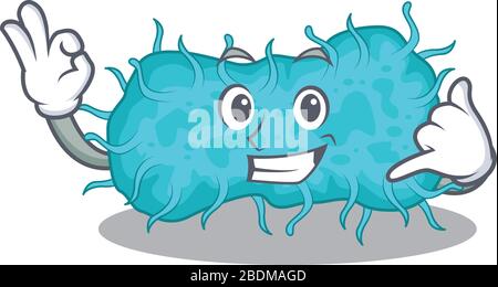 Cartoon-Design von Bakterien prokaryote mit rufen Sie mich lustige Geste Stock Vektor