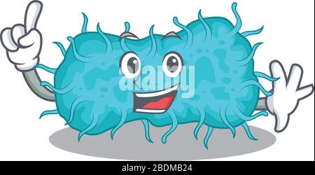 Bakterien prokaryote Maskottchen Charakter Design mit einem Finger Geste Stock Vektor