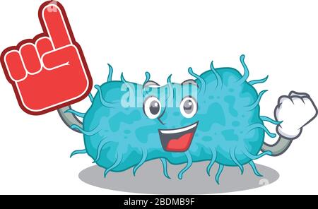 Bakterien Prokaryote in Cartoon-Charakter-Design mit Foam Finger vorgestellt Stock Vektor