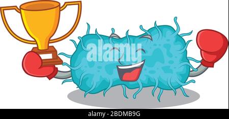 Ein eleganter Boxsieger von Bakterien prokaryote Maskottchen Design-Stil Stock Vektor