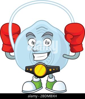 Ein sportlicher Atemmaske Boxsportler im Zeichentrick-Maskottchen-Design Stock Vektor