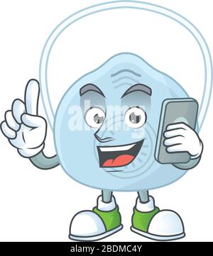 Cartoon-Design Konzept der Atemmaske Telefongespräch Stock Vektor