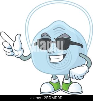 Supersüße Atemmaske Cartoon-Figur mit schwarzer Brille Stock Vektor