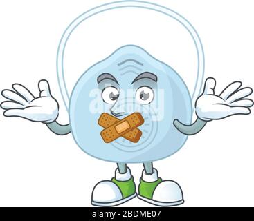 Atemmaske Maskottchen Cartoon Design mit ruhiger Fingergeste Stock Vektor