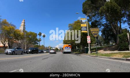 POV-Fahrt durch die Stadt Los Angeles - LOS ANGELES. USA - 18. MÄRZ 2019 Stockfoto