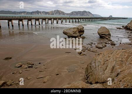 Tolaga Bay Wharf, der längste Kai in Neuseeland Stockfoto