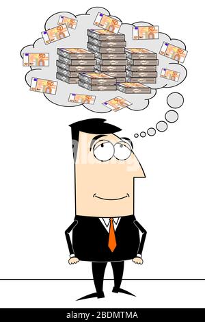 Cartoon Geschäftsmann, Geld Stockfoto