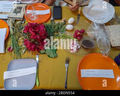 Passah oder Pesach ist ein großer jüdischer Feiertag und einer der am meisten gefeierten jüdischen Feiertage. Stockfoto