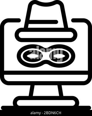 Symbol für inkognito-Computerschutz, Gliederungsstil Stock Vektor