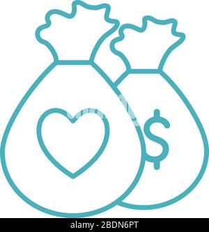 Taschen mit Herz als Spende Symbol Linie Stil Icon Vektor Design Stock Vektor