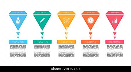 Infografisch geometrische Dreiecksform farbenfroher Arbeitsschritt zum Erfolg. Vektorgrafiken. Stock Vektor