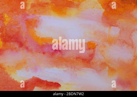 Abstrakt Hand gemalt Aquarell Hintergrund. Bild von bunten Farben für Sonnenaufgang oder Sonnenuntergang. Stockfoto