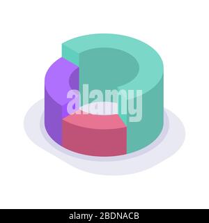 Kreis Kreisdiagramm isometrisches Symbol mit modernen flachen Sty le Farbvektor Stockfoto