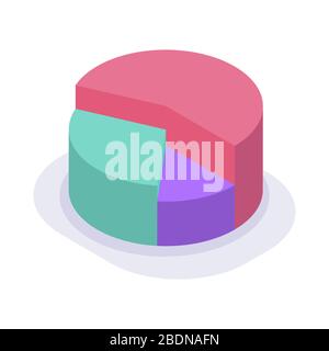 Kreisdiagramm isometrisches Symbol mit modernem, flachem Farbvektor Stockfoto