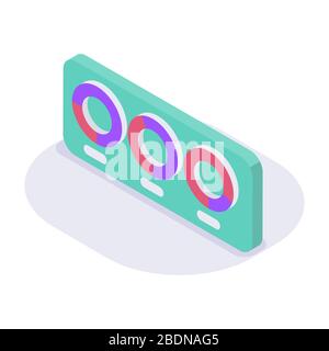 Kreisdiagramm isometrisches Symbol mit modernem, flachem Farbvektor Stockfoto