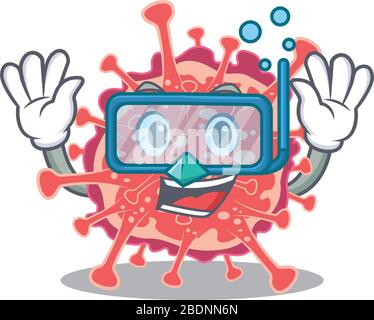 Polyploviricotina Maskottchen Design Konzept trägt Taucherbrille Stock Vektor