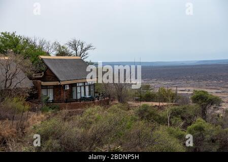 Ein Gästehaus im Kruger Nationalpark mit einer atemberaubenden Aussicht Stockfoto