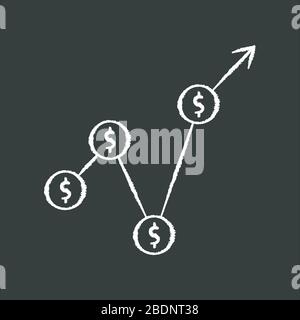 Bruttoinlandsprodukt Kreide weißes Symbol auf schwarzem Hintergrund. Marktwert monetäres Maß. Produktionsgleichheit und Bruttowerte addierten Summe Stock Vektor