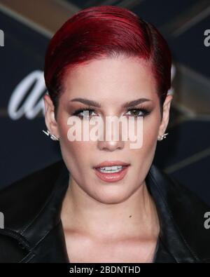 (AKTE) Halsey spendet 100.000 Gesichtsmasken an kalifornische Krankenhäuser inmitten einer Coronavirus COVID-19-Pandemie. Halsey (Ashley Nicolette Frangipane) hat 100.000 Gesichtsmasken für vier medizinische Einrichtungen in Kalifornien gespendet. HOLLYWOOD, LOS ANGELES, KALIFORNIEN, USA - 04. MÄRZ: Sänger Halsey (Ashley Nicolette Frangipane), der Saint Laurent trägt, kommt zur Weltpremiere der Marvel Studios "Kapitän Marvel", die am 4. März 2019 im El Capitan Theatre in Hollywood, Los Angeles, Kalifornien, Vereinigte Staaten veranstaltet wird. (Foto von Xavier Collin/Image Press Agency) Stockfoto