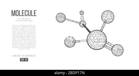 Abstrakte Silhouette des Polygonalmoleküls. Scannen, Forschung, Untersuchung der Molekularwelt. Stock Vektor