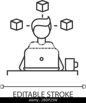 3D- und CAD-Künstlersymbol für perfekte lineare Darstellung. 3D-Modellierung, Prototyping, Kunstdesign. Anpassbare Abbildung mit dünner Linie. Kontursymbol. Vektor Stock Vektor