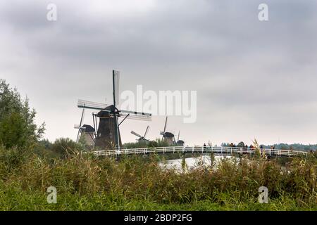 Nederwaard Windmühlen, Kinderdijk UNESCO-Weltkulturerbe, Südholland, Niederlande Stockfoto