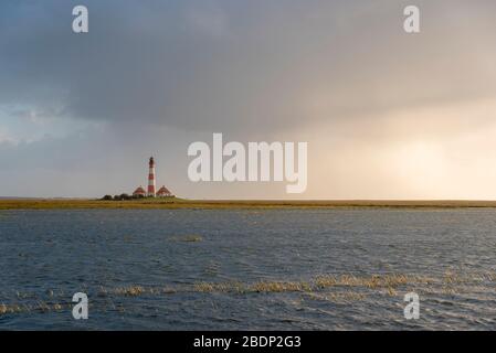 Leuchtturm Westerherversand, Westerhever, Nordsee, Schleswig-Holstein, Deutschland, Europa Stockfoto