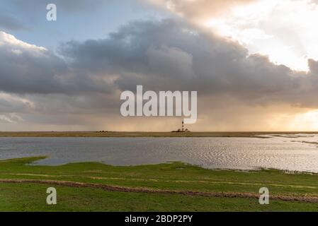 Leuchtturm Westerherversand, Westerhever, Nordsee, Schleswig-Holstein, Deutschland, Europa Stockfoto