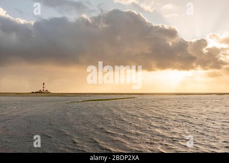 Leuchtturm Westerherversand, Westerhever, Nordsee, Schleswig-Holstein, Deutschland, Europa Stockfoto