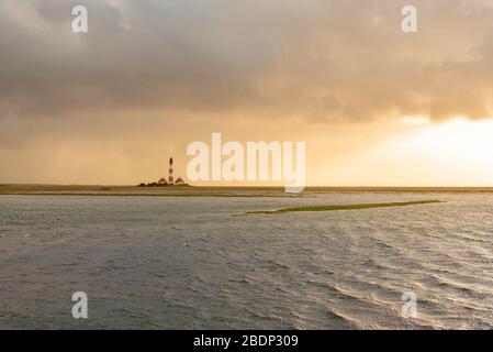 Leuchtturm Westerherversand, Westerhever, Nordsee, Schleswig-Holstein, Deutschland, Europa Stockfoto