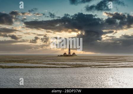 Leuchtturm Westerherversand, Westerhever, Nordsee, Schleswig-Holstein, Deutschland, Europa Stockfoto