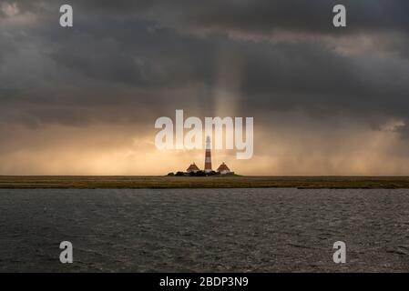 Leuchtturm Westerherversand, Westerhever, Nordsee, Schleswig-Holstein, Deutschland, Europa Stockfoto