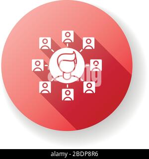 SEO-Spezialist, freiberuflicher Manager, rotes flaches Design, lange Schatten-Glyphe-Symbol. Schlüsselmanagement, Website-Analyse. Geschäftsanalyse, Verbindungsaufbau und Stock Vektor