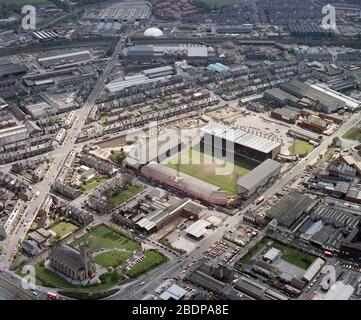 1990, Bramall Lane Fußballplatz, Heimat von Sheffield United, vor der Entwicklung, Sheffield, South Yorkshire, Nordengland, Großbritannien Stockfoto