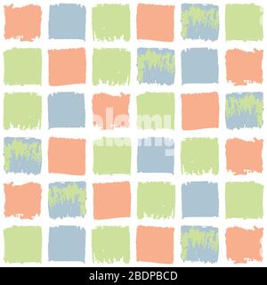 vektor geometrische Muster nahtlose, farbige Quadrate auf einem weißen Hintergrund, Doodle Linie Textur Stock Vektor