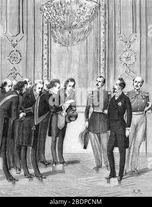 "Les Franc-macons apres avoir soutenu la deuxieme republique felicitent le Prince Louis-Napoleon Bonaparte, au lendemain du coup d'etat du 2 decembre Stockfoto