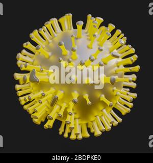 Virus. Abstrakte rote 3d-Mikrobe auf grauem Hintergrund Stockfoto