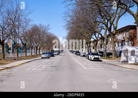 Leere Straßen im East End Montreal, während des ;ockdown Stockfoto