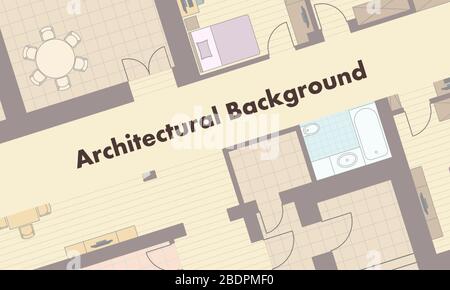 Architektonischer Hintergrund. Architektonischer Plan eines Wohnhauses. Die Zeichnung des Cottages. Farbige Vektorgrafiken EPS10 Stock Vektor