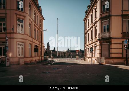 LUXEMBURG STADT / APRIL 2020: Leere Innenstadt in Zeiten von Coronavirus globaler Notlage Stockfoto