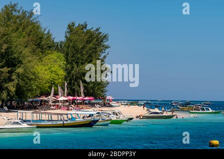 Horizontaler Blick auf Gili Trawangan, Indonesien. Stockfoto