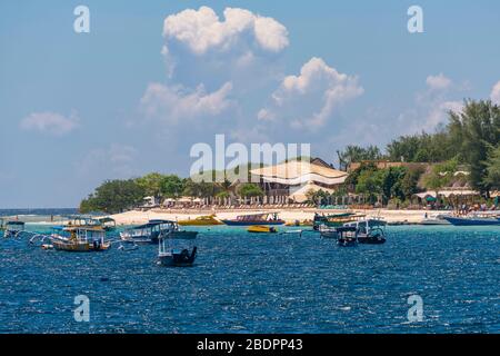 Horizontaler Blick auf Gili Trawangan, Indonesien. Stockfoto