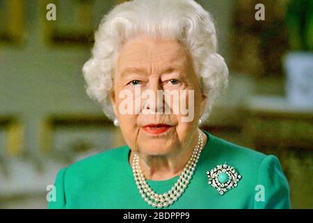 Queen's Elizabeth II Speech - Ihre Majestät veröffentlicht historische Coronavirus Botschaft vom 05. April 2020 Stockfoto